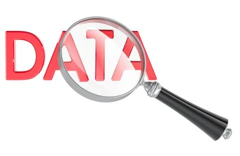 Analytics and research of data, concept. DATA word with magnifying glass. 3.. Stock Illustration