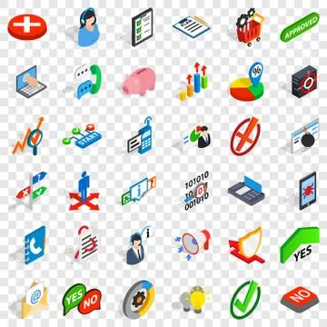 Analytics and statistics icons set isometric Stock Illustration
