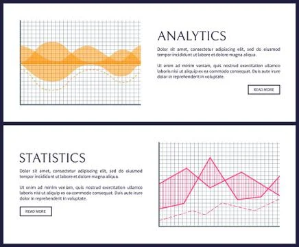 Analytics and Statistics Internet Info Pages Set Stock Illustration