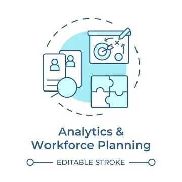 Analytics and workforce planning soft blue concept icon Stock Illustration