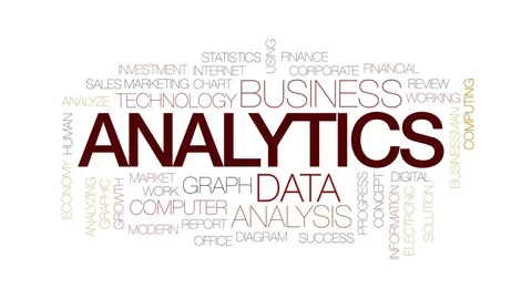 Analytics animated word cloud, text design animation. Kinetic typography. Stock Footage 74907423