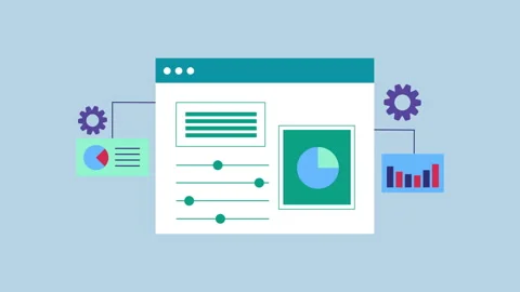 Analytics application dashboard with graph 2d Animation with Alpha Matte Stock Footage 335733865