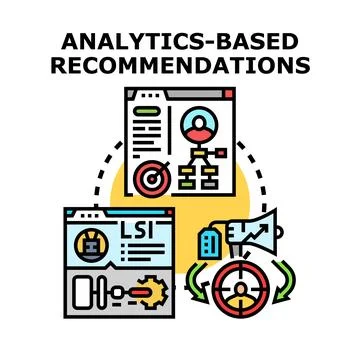 Analytics based recommendations process for digital marketing targeting users 库存插图