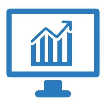 Analytics, blue growth graph icon Stock Illustration