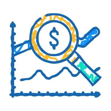 Analytics business chart icon doodle illustration Stockillustratie