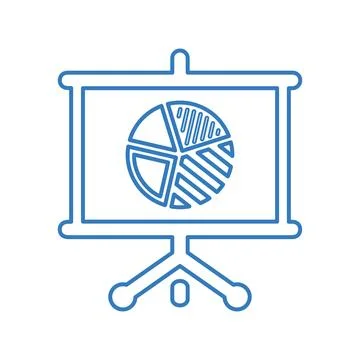 Analytics, business presentation, pie chart, statistics outline icon Stock Illustration