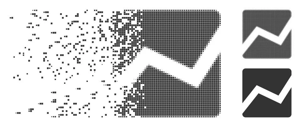 Analytics Chart Broken Pixel Halftone Icon Stock Illustration