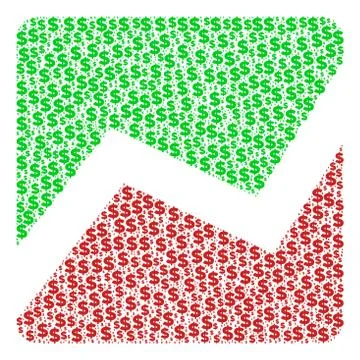Analytics Chart Collage of Dollar and Dots Stock Illustration