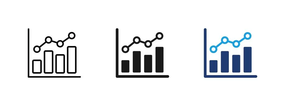Analytics chart icon with bar graph and line trend. Business statistics sym.. Stock Illustration