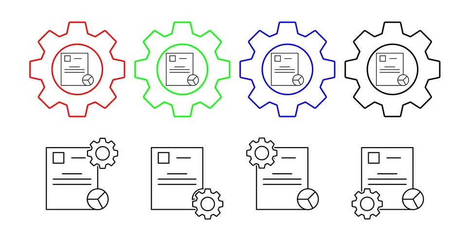 Analytics, chart pie, seo vector icon in gear set illustration for ui and ux Stock Illustration