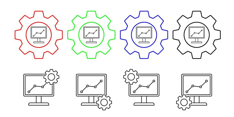Analytics, chart, seo vector icon in gear set illustration for ui and ux 스톡 일러스트