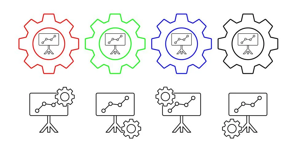 Analytics, chart, seo vector icon in gear set illustration for ui and ux 스톡 일러스트