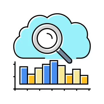 Analytics cloud computing color icon vector illustration Stock Illustration