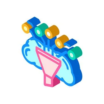 Analytics cloud computing isometric icon vector illustration Stock Illustration