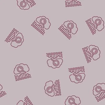 Analytics cloud computing line seamless pattern Stock Illustration