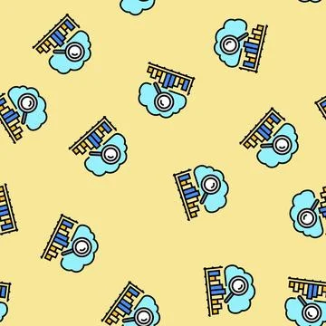 Analytics cloud computing vector seamless pattern Stock Illustration
