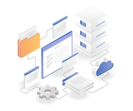 Analytics cloud server data account Stock Illustration