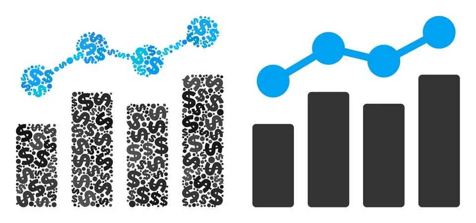 Analytics Collage of Dollars Stock Illustration