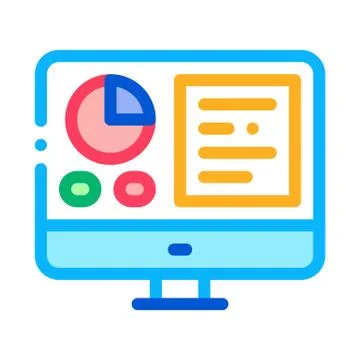 Analytics On Computer Screen Icon Thin Line Vector 스톡 일러스트
