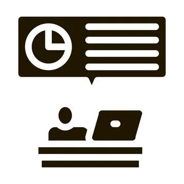 Analytics On Computer Screen Icon  Vector Stock Illustration