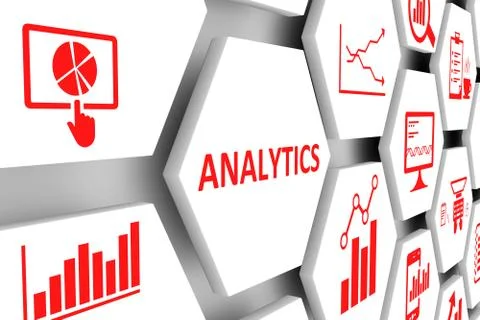 ANALYTICS concept cell background 3d illustration Stock Illustration