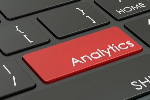 Analytics concept, red hot key on  keyboard. 3D rendering Stock Illustration