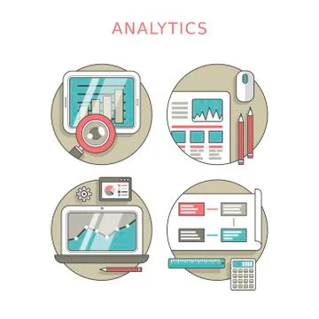 Analytics concept set Stock Illustration