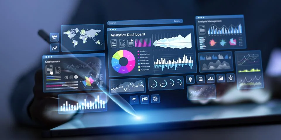 Analytics Dashboard for Business Data Visualization and Customer Insights M.. Stock Photos