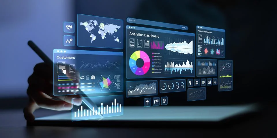 Analytics Dashboard for Business Performance Tracking and Customer Data Vis.. Stock Photos