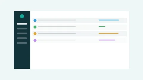 Analytics dashboard with a dark sidebar and an animated data table Stock Footage 342532612