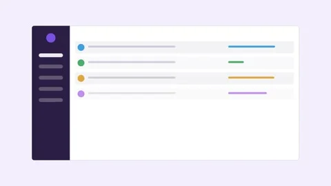 Analytics dashboard with a dark sidebar and an animated data table Stock Footage 342532621