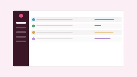 Analytics dashboard with a dark sidebar and an animated data table Stock Footage 342532641