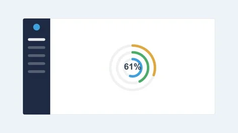 Analytics dashboard with a dark sidebar and concentric radial progress rings 스톡 동영상 342532795