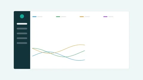 Analytics dashboard with a dark sidebar and multiple line charts Stock Footage 342533005