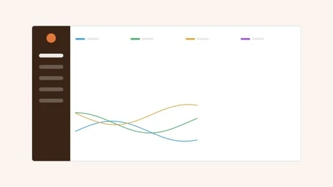 Analytics dashboard with a dark sidebar and multiple line charts Stock Footage 342533021
