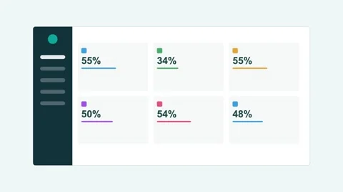 Analytics dashboard with a dark sidebar and animated KPI cards 스톡 동영상 342533126