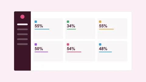 Analytics dashboard with a dark sidebar and animated KPI cards 库存影片 342533155