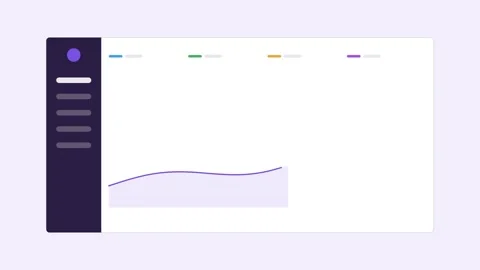 Analytics dashboard with a dark sidebar and a smooth area curve chart Stock Footage 342533258