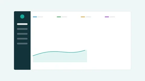 Analytics dashboard with a dark sidebar and a smooth area curve chart Stock Footage 342533262