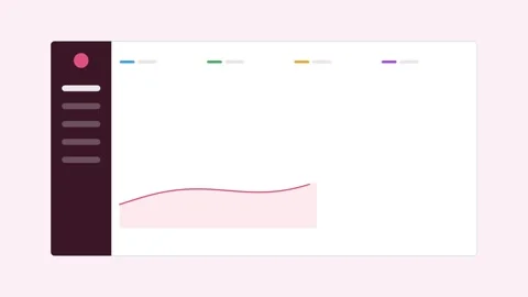 Analytics dashboard with a dark sidebar and a smooth area curve chart Stock Footage 342533269