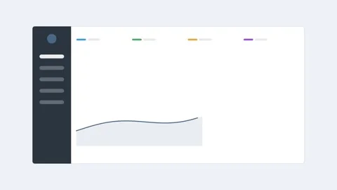 Analytics dashboard with a dark sidebar and a smooth area curve chart Stock Footage 342533272