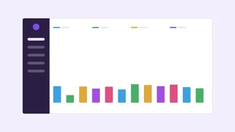 Analytics dashboard with a dark sidebar and a colorful bar chart Stock Footage 342533317