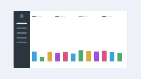 Analytics dashboard with a dark sidebar and a colorful bar chart 스톡 동영상 342533339