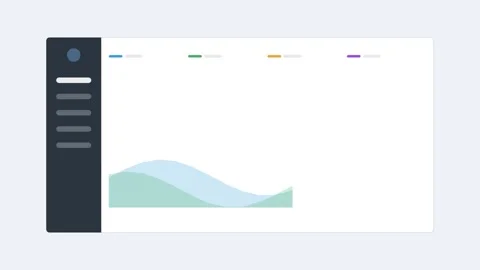 Analytics dashboard with a dark sidebar and layered area charts Stock Footage 342533413