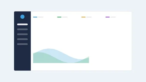 Analytics dashboard with a dark sidebar and layered area charts Vídeos de archivo 342533427