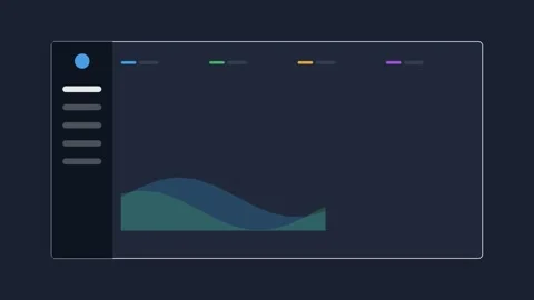 Analytics dashboard with a dark sidebar and layered area charts Stock Footage 342533458