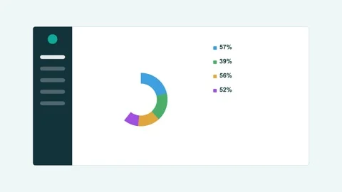 Analytics dashboard with a dark sidebar, a donut chart and stat rows Stock Footage 342533197