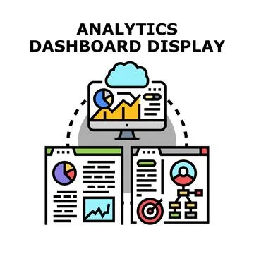 Analytics dashboard display process for data visualization 스톡 일러스트