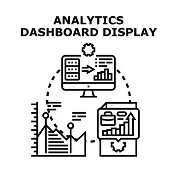 Analytics dashboard display showing business data processing Illustrazione stock