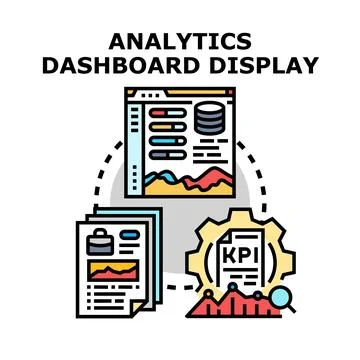 Analytics dashboard display visualizing business data performance metrics Illustrazione stock
